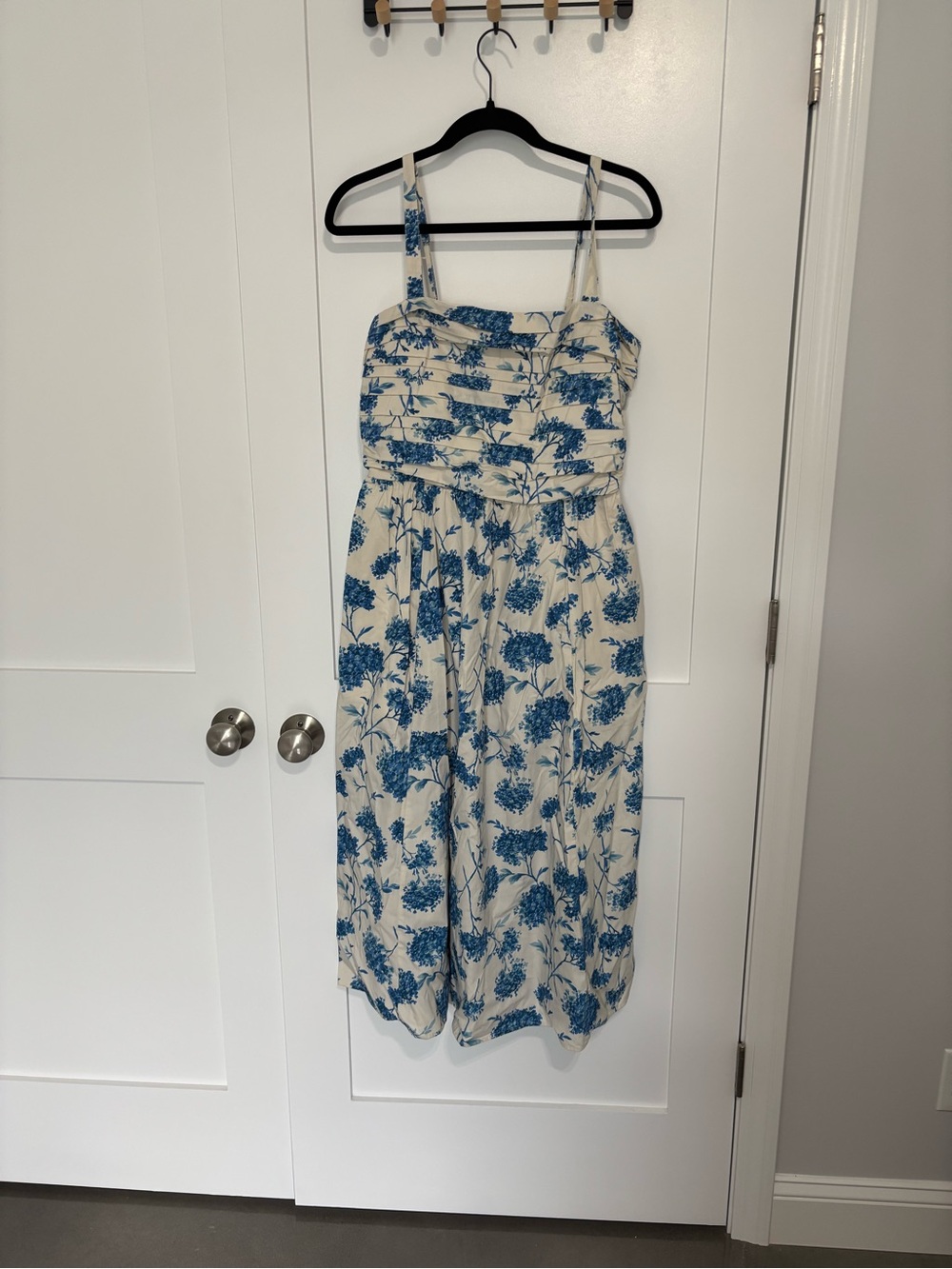 Abercrombie & Fitch Cream Midi Dress with Blue Floral Print